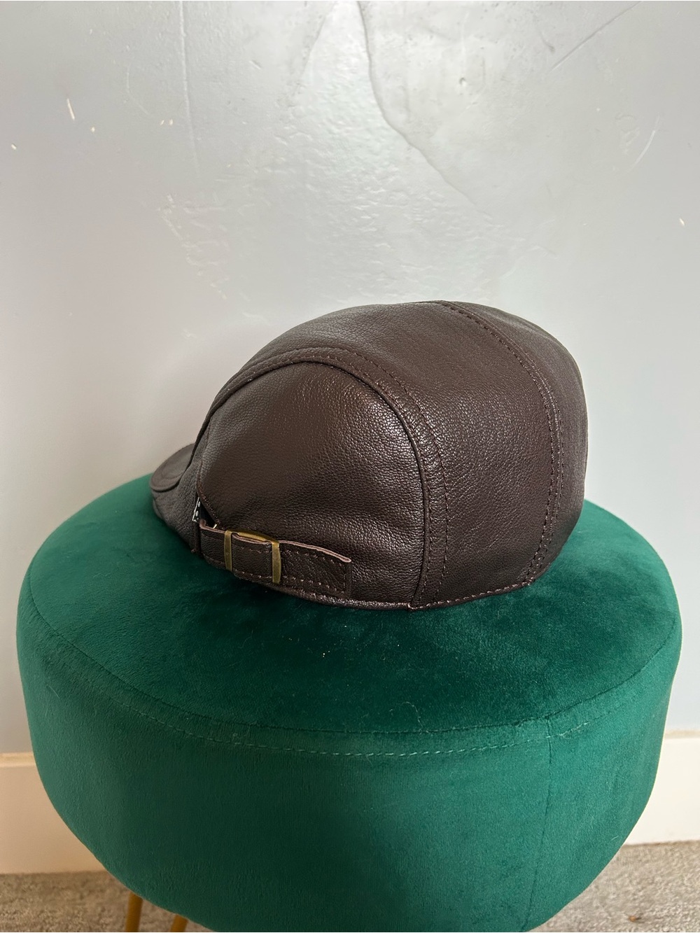 VOBOOM Men's Vintage 100% Leather Flat Black Gatsby Newsboy Driving Hat One Size - Picture 3 of 8